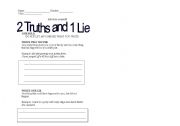 English Worksheet: 2 Truths 1 Lie