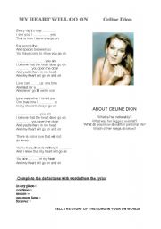 English Worksheet: Song Music Titanic Celine Dion