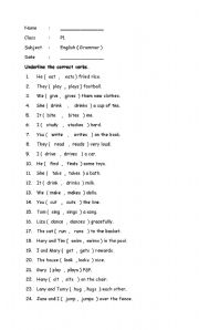 English Worksheet: verbs ( present tense )