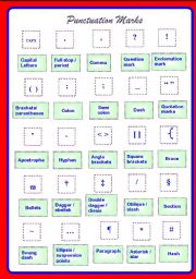 English Worksheet: Poster on 25 Punctuation Marks ** fully editable