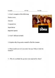 English Worksheet: The Goonies