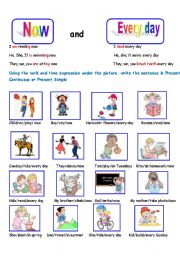 English Worksheet: Now and every day