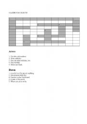 English worksheet: Classroom objects (crossword)