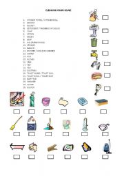 House Cleaning Items Vocabulary, Cleaning Supplies, Cleaning Tools