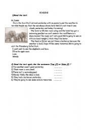 English worksheet: reading paragraph