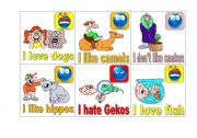 English Worksheet: I love, like, don�t like and hate mime cards