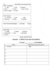 English Worksheet: breakfast