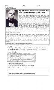 English Worksheet: My chemical romance news