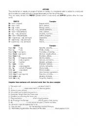 English Worksheet: affixes