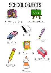 English Worksheet: School obejcts