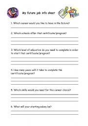 English Worksheet: My Future Job Sheet