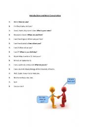 English Worksheet: Introductions/to be/States of being