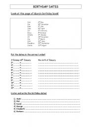 English Worksheet: Birthday dates