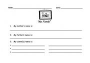 English Worksheet: My Family