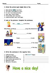 English Worksheet: Past Simple (WAS/WERE)