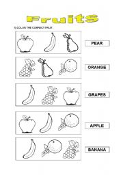 English Worksheet: FRUITS