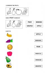 English worksheet: Fruits