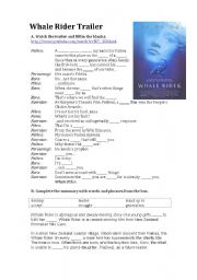 English Worksheet: Whale Rider Trailer and Summary