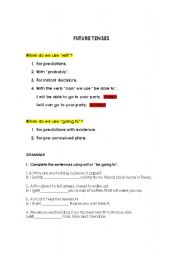 English Worksheet: Future tenses