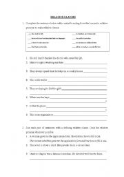 English Worksheet: Relative clauses