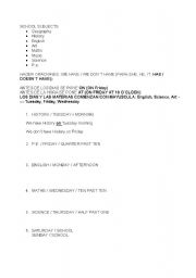 English Worksheet: School Subjects simple present