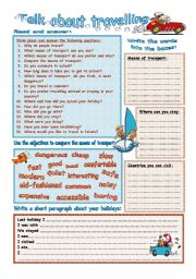 English Worksheet: Talk about travelling