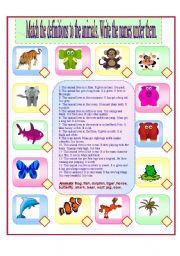 English Worksheet: Match the difenitions to the animals.