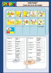 English Worksheet: SHAPES( Count & write the number)
