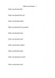 English worksheet: Whats your favourite.?