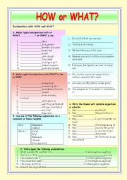 English Worksheet: Exclamations with HOW and WHAT