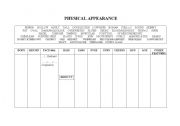 English Worksheet: Physical appearance features (a table)
