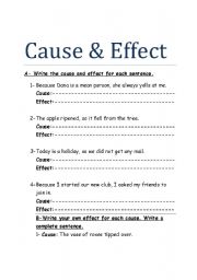 English Worksheet: Cause and Effect