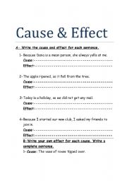 English Worksheet: Cause and Effect