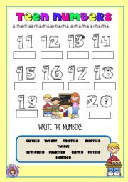 WRITING TEEN NUMBERS 11 TO 20