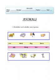 English worksheet: Animals