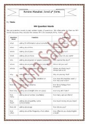 English Worksheet: WH words