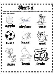 English Worksheet: short a sound