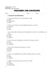 English Worksheet: feelings and emotions