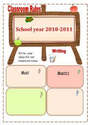 English Worksheet: Classroom rules writing