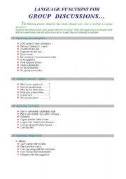 English Worksheet: language functions