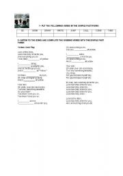English Worksheet: Song activity Simple Past 