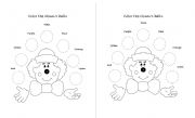 English Worksheet: Clown Colour balls