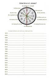 English Worksheet: What time is it