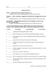 English Worksheet: Simile, Metaphor, Personification through Music Lyrics