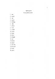 English Worksheet: Spelling Words