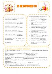English Worksheet: To be supposed to 