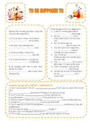 English Worksheet: To be supposed to 