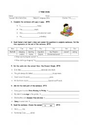 English Worksheet: Evaluation for young beginners