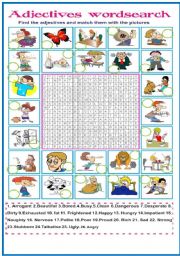 English Worksheet: Adjectives wordsearch