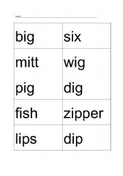 English worksheet: Short i picture word sort